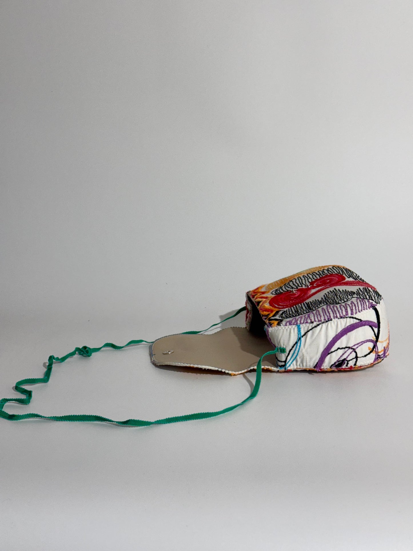 Borsa Luna tessuto Mexicano Viola/Arancio