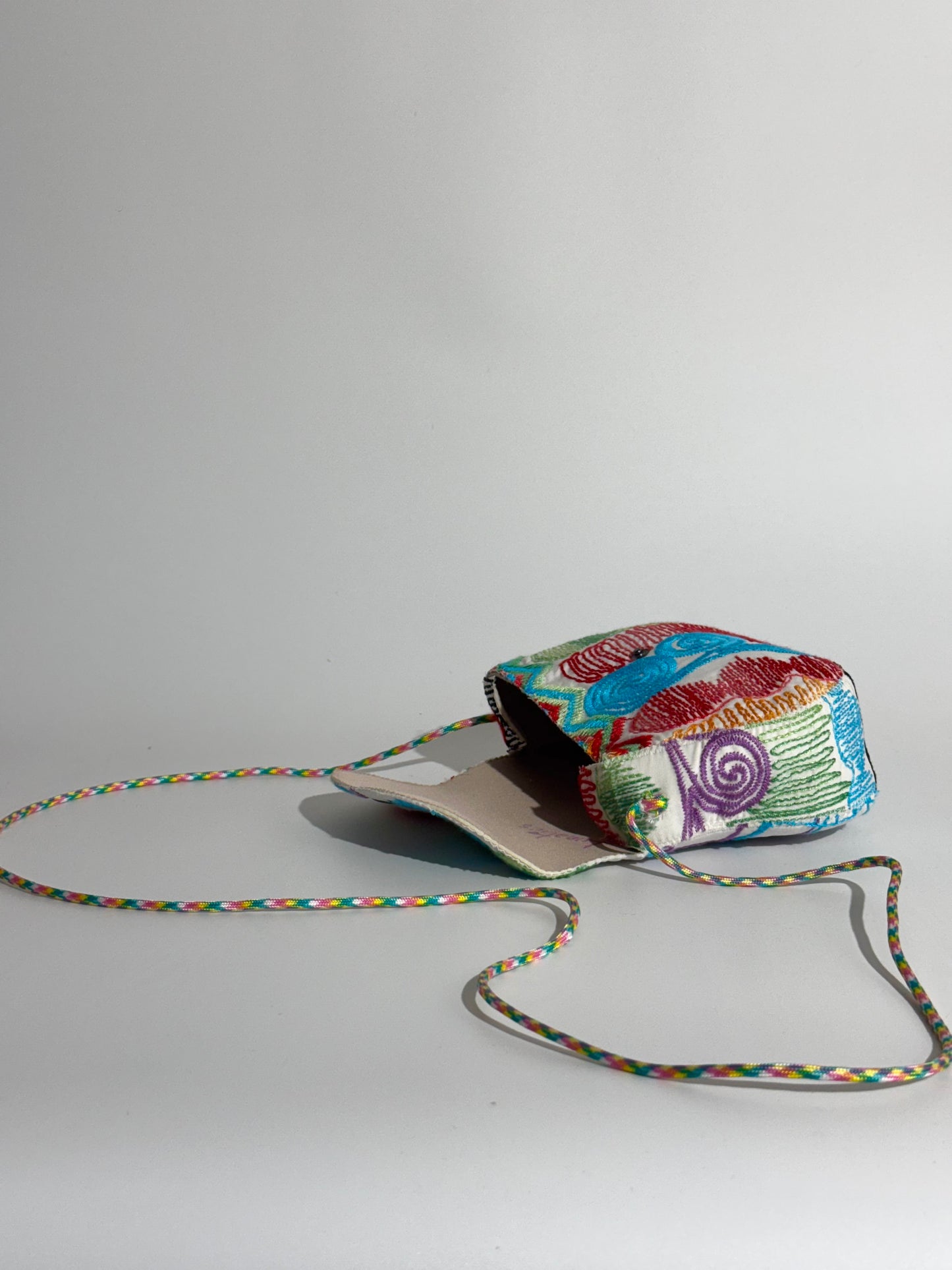 Borsa luna tessuto mexicano azzurro verde