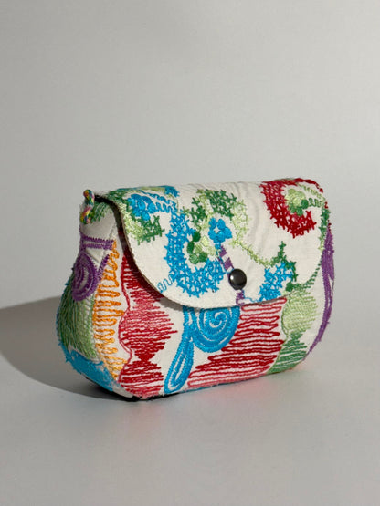 Borsa luna tessuto mexicano azzurro verde