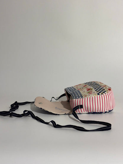 Borsa Luna disegni geometrici blu e righe rosa