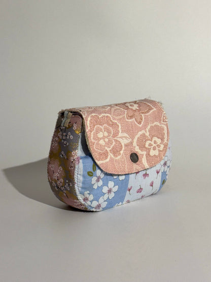 Borsa Luna tessuto Giapponese  Rosa, Oro e Grigio