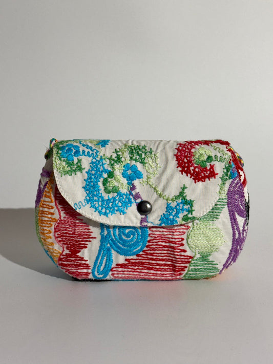 Borsa luna tessuto mexicano azzurro verde