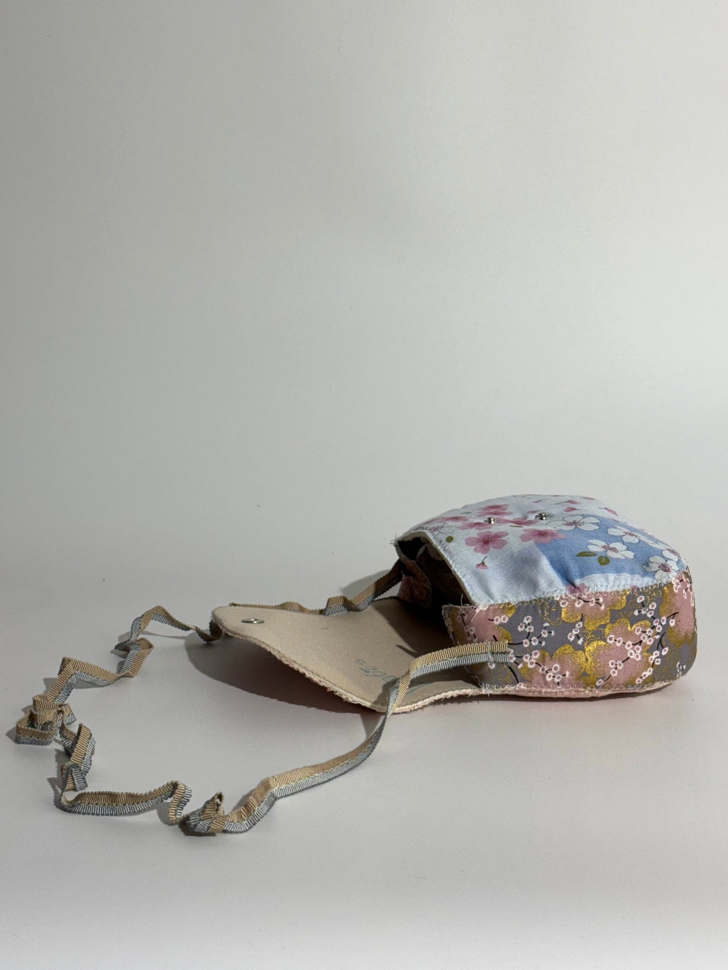 Borsa Luna tessuto Giapponese  Rosa, Oro e Grigio