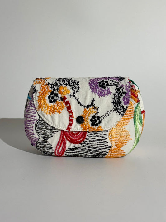 Borsa Luna tessuto Mexicano Viola/Arancio