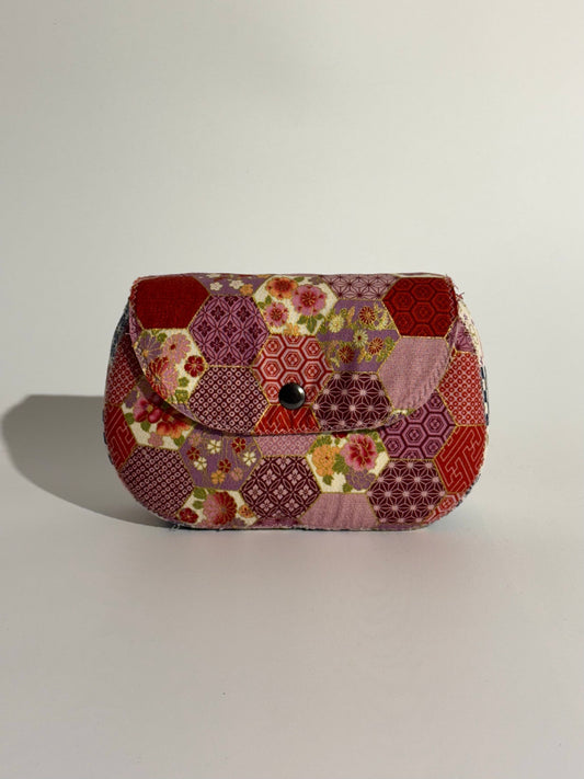 Borsa Luna disegno patchwork giapponese rosso e oro