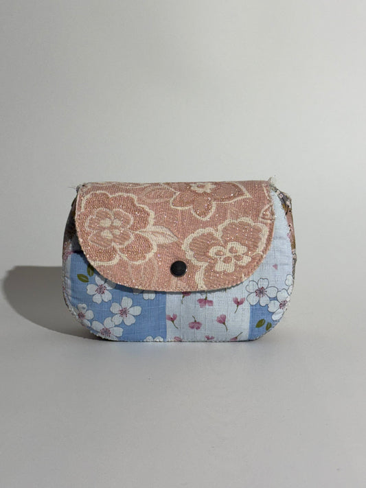 Borsa Luna tessuto Giapponese  Rosa, Oro e Grigio