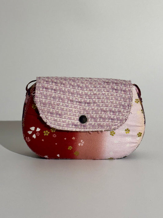 Borsa Luna Righe Lilla e Fiori Oro e Viola