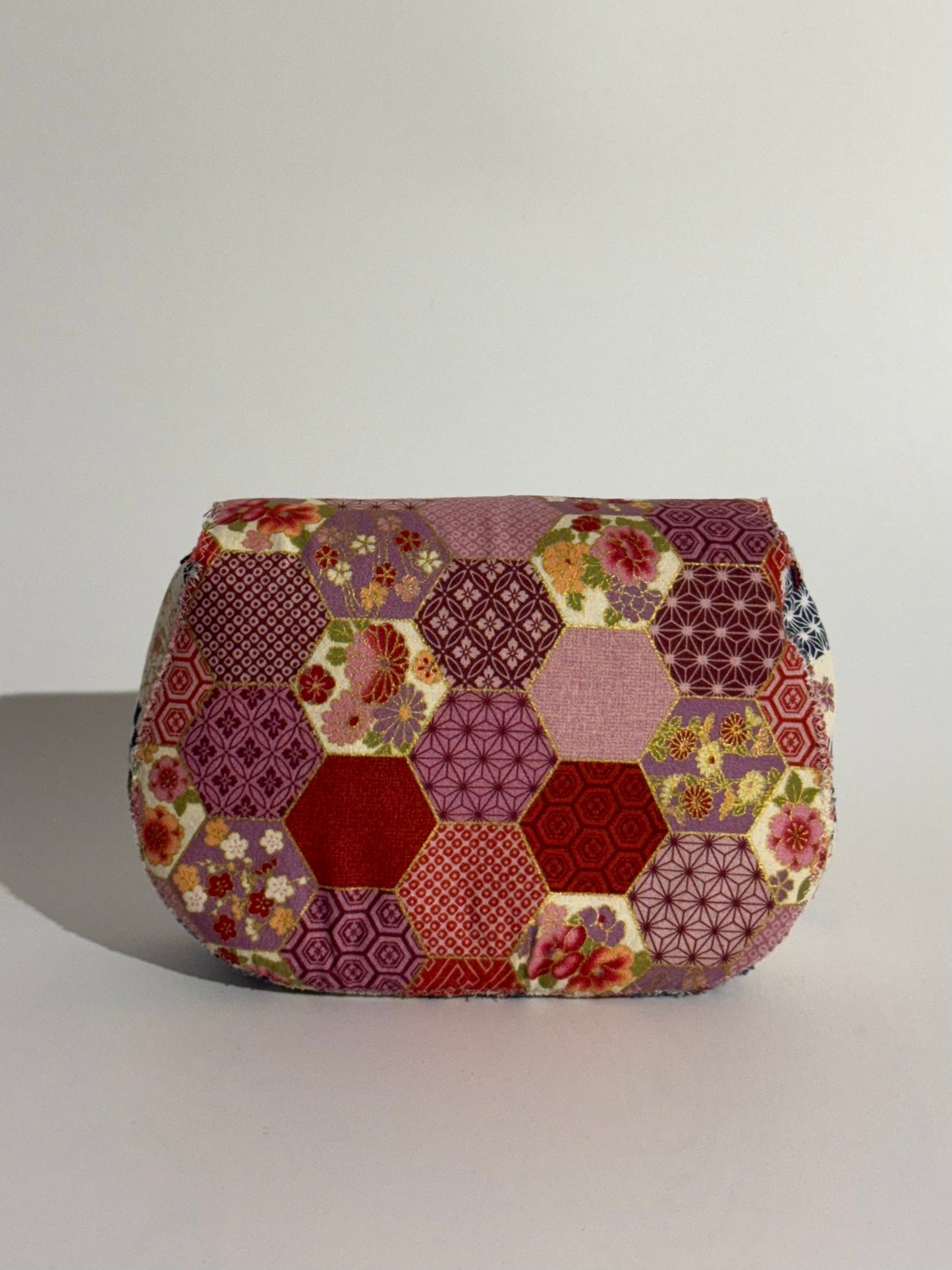 Borsa Luna disegno patchwork giapponese rosso e oro