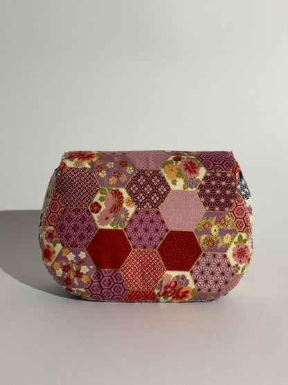 Borsa Luna disegno patchwork giapponese rosso e oro