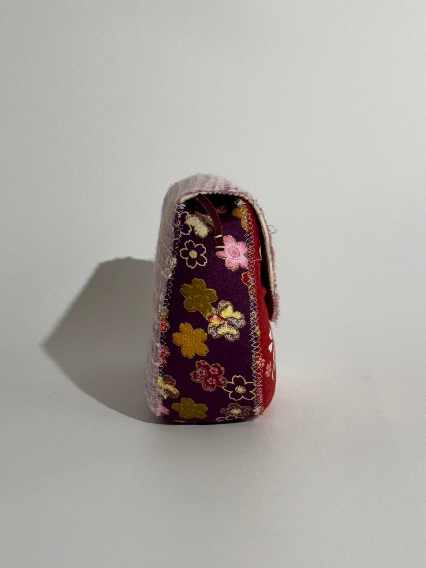 Borsa Luna Righe Lilla e Fiori Oro e Viola