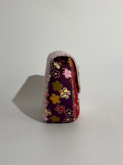 Borsa Luna Righe Lilla e Fiori Oro e Viola