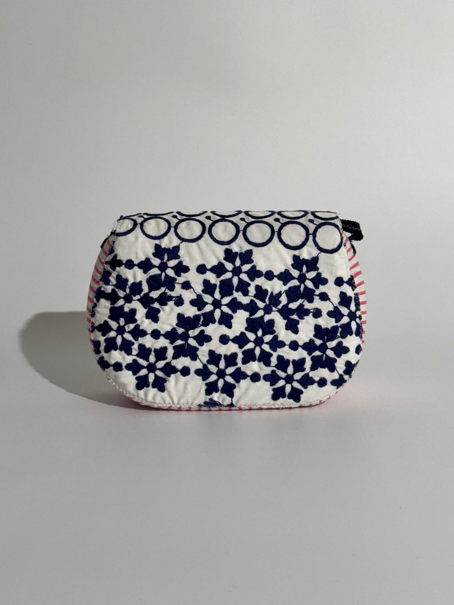 Borsa Luna disegni geometrici blu e righe rosa