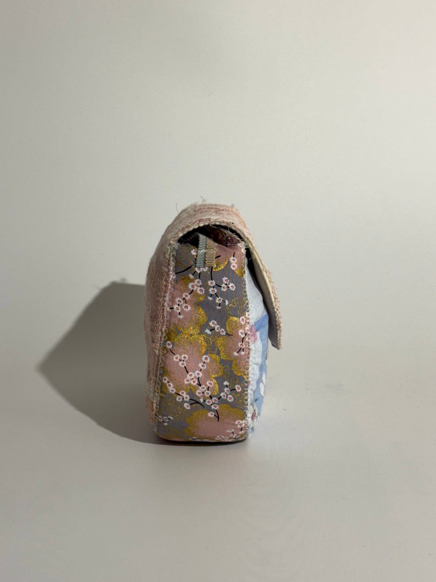 Borsa Luna tessuto Giapponese  Rosa, Oro e Grigio