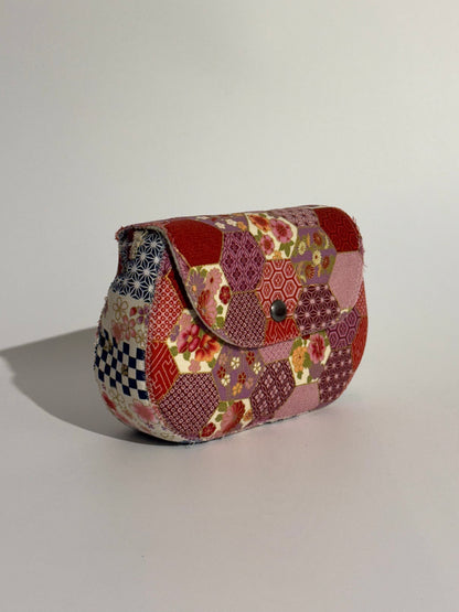 Borsa Luna disegno patchwork giapponese rosso e oro