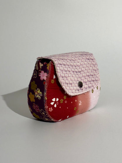Borsa Luna Righe Lilla e Fiori Oro e Viola