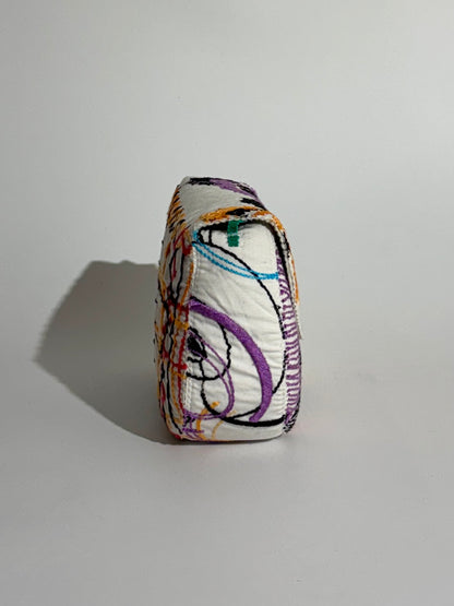 Borsa Luna tessuto Mexicano Viola/Arancio