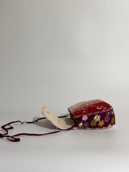 Borsa Luna Righe Lilla e Fiori Oro e Viola